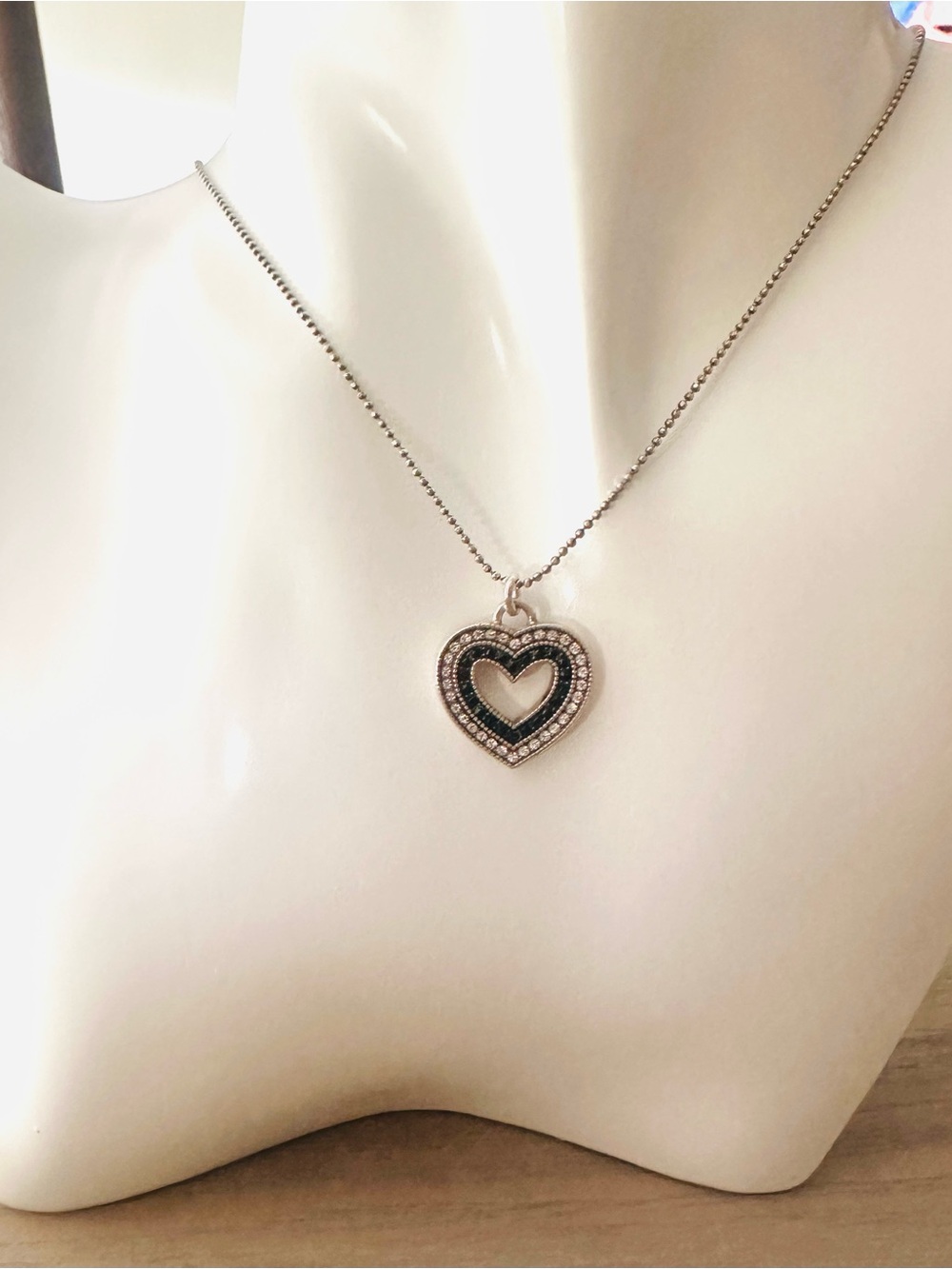 Brighton Black & White Crystal Heart Pendant Necklace